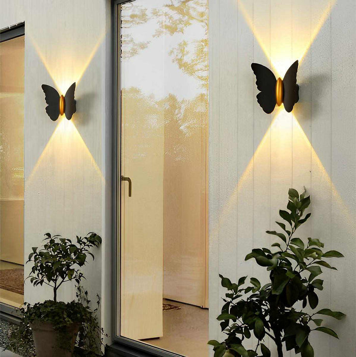 Animal Shape Outdoor LED Wall Light - Waterproof Modern Exterior Sconce, Butterfly/Starfish Design, Black/White Finish