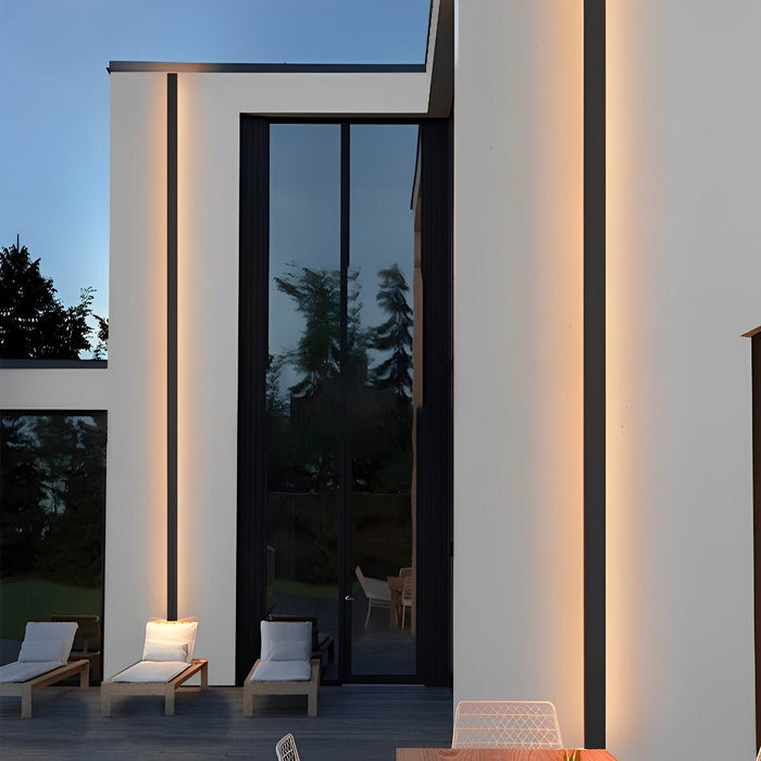 Modern Black LED Wall Sconce, IP65 Waterproof Exterior Strip Light for Patio/Porch/Entryway