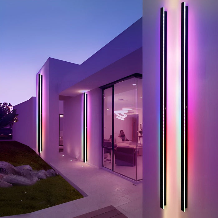 Modern Black LED Wall Sconce, IP65 Waterproof Exterior Strip Light for Patio/Porch/Entryway