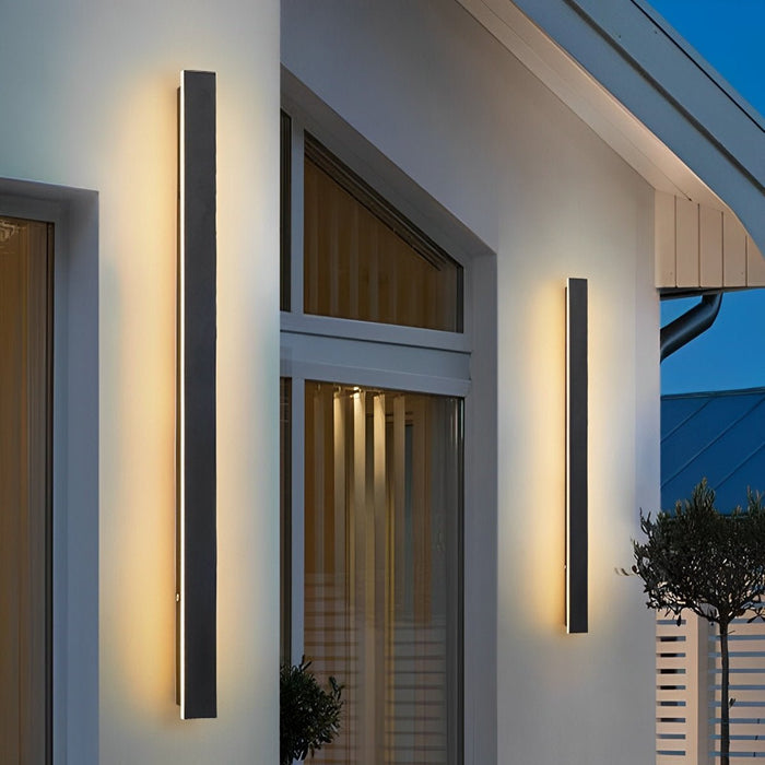 Modern Black LED Wall Sconce, IP65 Waterproof Exterior Strip Light for Patio/Porch/Entryway