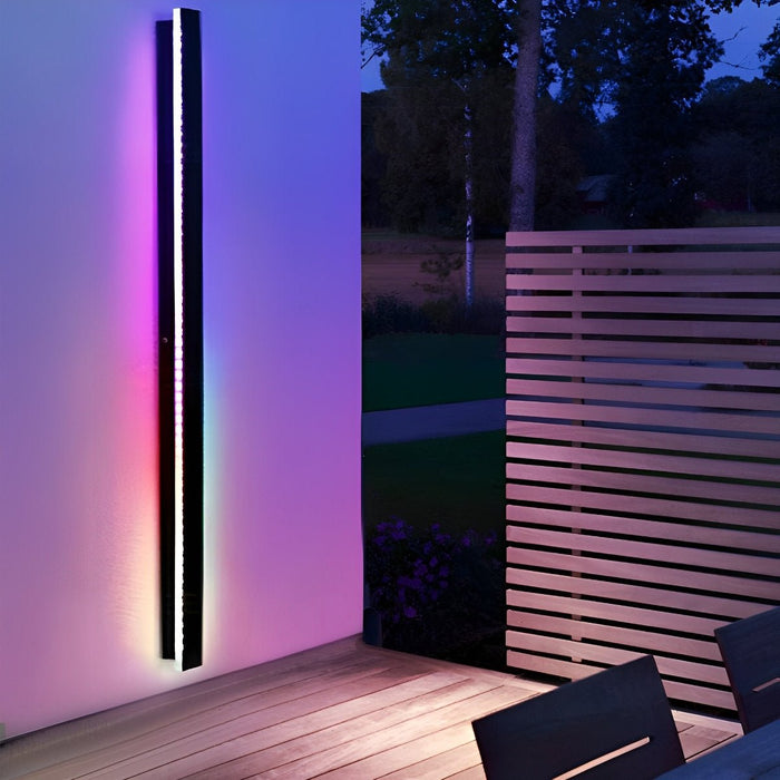 Modern Black LED Wall Sconce, IP65 Waterproof Exterior Strip Light for Patio/Porch/Entryway