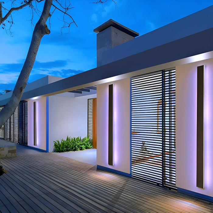 Modern Black LED Wall Sconce, IP65 Waterproof Exterior Strip Light for Patio/Porch/Entryway