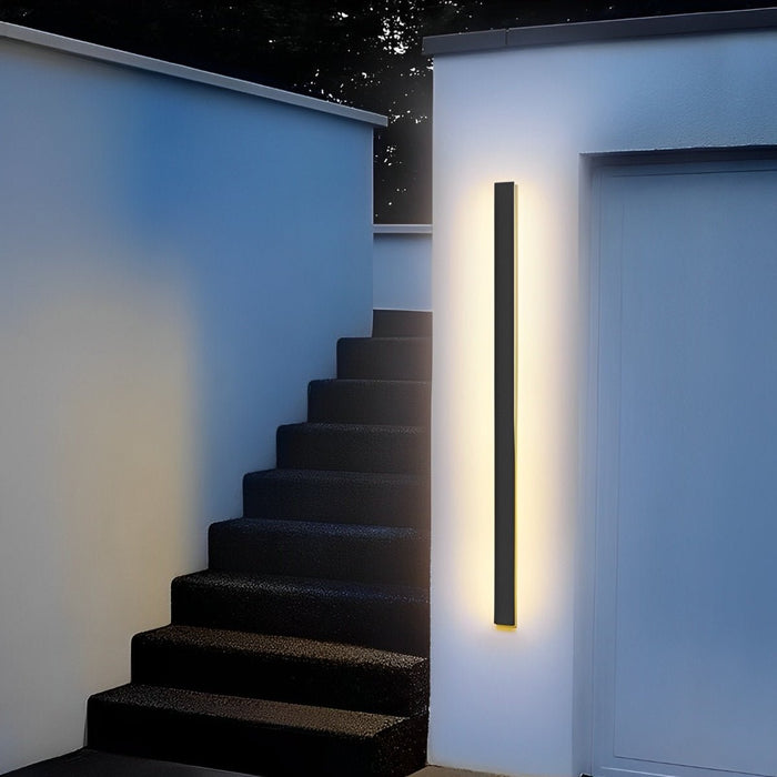 Modern Black LED Wall Sconce, IP65 Waterproof Exterior Strip Light for Patio/Porch/Entryway