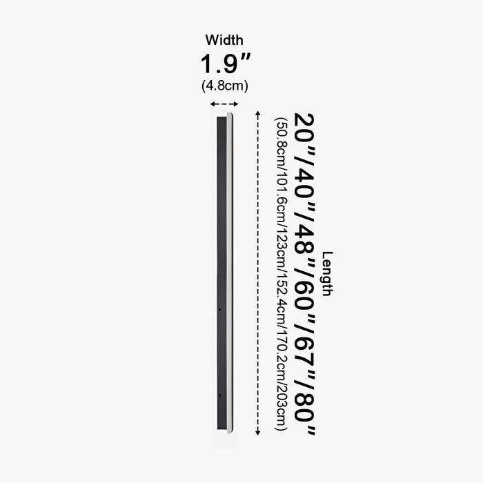 Modern Black LED Wall Sconce, IP65 Waterproof Exterior Strip Light for Patio/Porch/Entryway