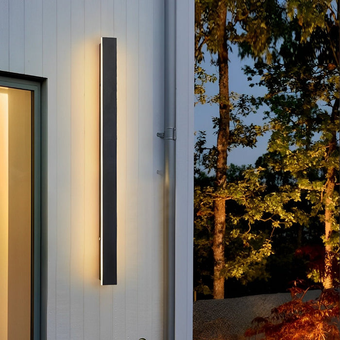 Modern Black LED Wall Sconce, IP65 Waterproof Exterior Strip Light for Patio/Porch/Entryway