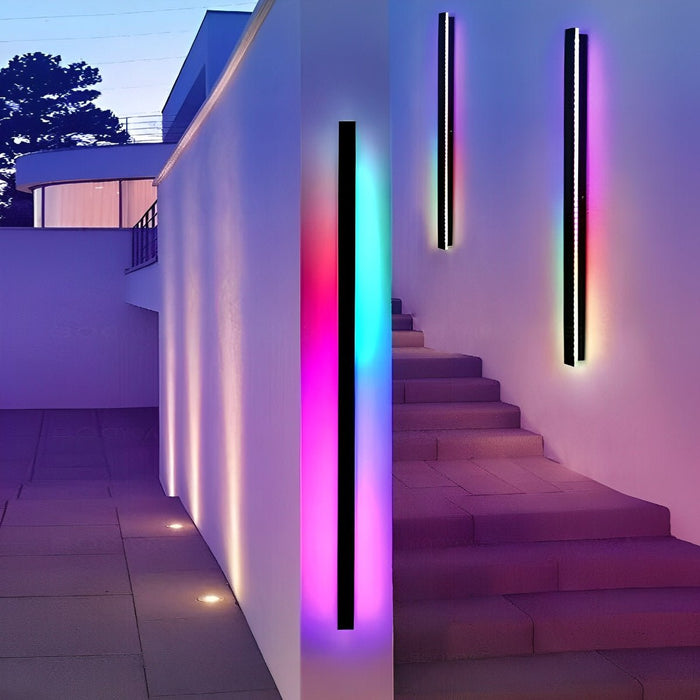 Modern Black LED Wall Sconce, IP65 Waterproof Exterior Strip Light for Patio/Porch/Entryway