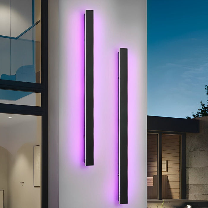 Modern Black LED Wall Sconce, IP65 Waterproof Exterior Strip Light for Patio/Porch/Entryway