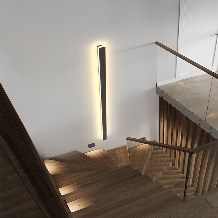Modern Black LED Wall Sconce, IP65 Waterproof Exterior Strip Light for Patio/Porch/Entryway
