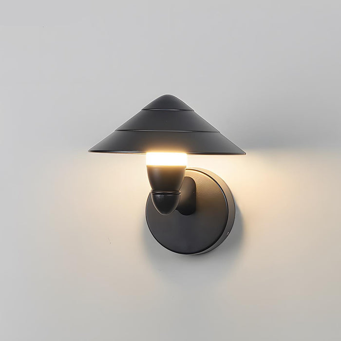 Umbrella Outdoor LED Wall Light - Modern Black Waterproof Exterior Fixture, Garden Patio Porch Lighting