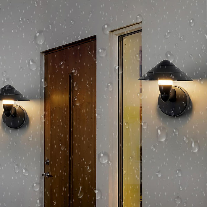 Umbrella Outdoor LED Wall Light - Modern Black Waterproof Exterior Fixture, Garden Patio Porch Lighting