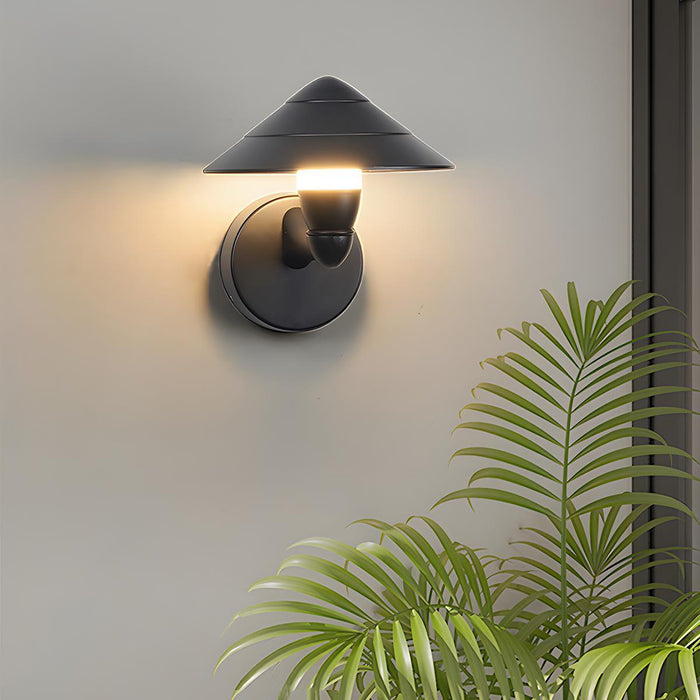 Umbrella Outdoor LED Wall Light - Modern Black Waterproof Exterior Fixture, Garden Patio Porch Lighting
