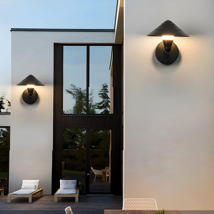 Umbrella Outdoor LED Wall Light - Modern Black Waterproof Exterior Fixture, Garden Patio Porch Lighting