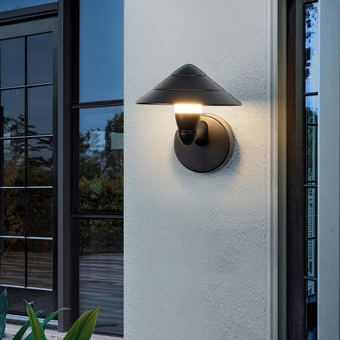 Umbrella Outdoor LED Wall Light - Modern Black Waterproof Exterior Fixture, Garden Patio Porch Lighting