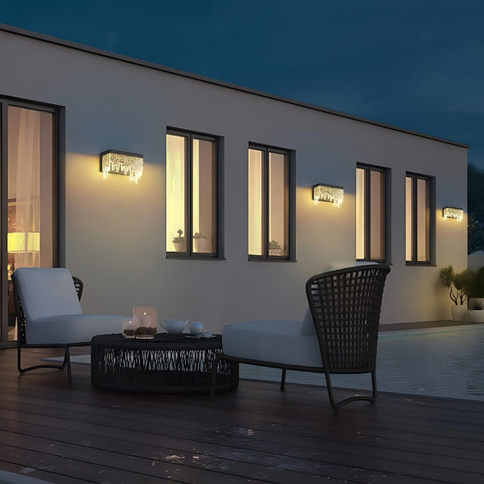 Waterproof Modern Farmhouse Waterfall Outdoor Porch LED Wall Lights - Exterior Lighting Fixture, All-Weather Sconce