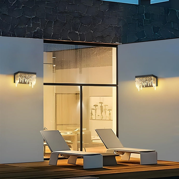 Waterproof Modern Farmhouse Waterfall Outdoor Porch LED Wall Lights - Exterior Lighting Fixture, All-Weather Sconce