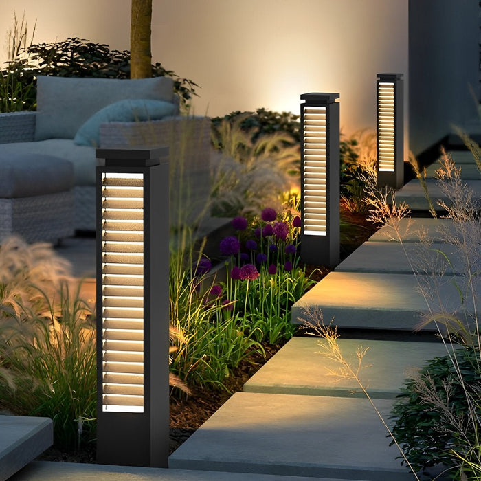 Outdoor Pathway Post Light, Waterproof LED Grille for Garden/Patio, Modern Security Illumination