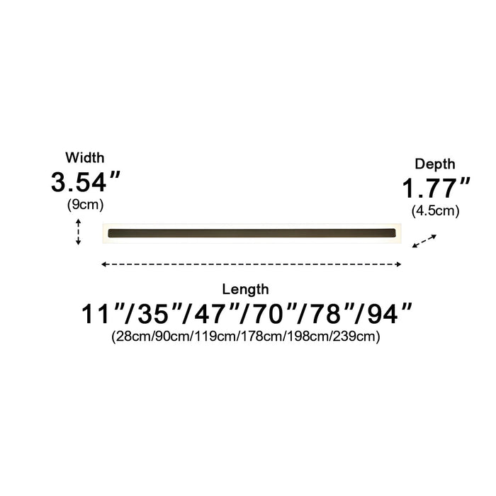 Modern Outdoor Wall Sconce, Waterproof LED Strip Light, Minimalist Design for Patio/Porch/Garden