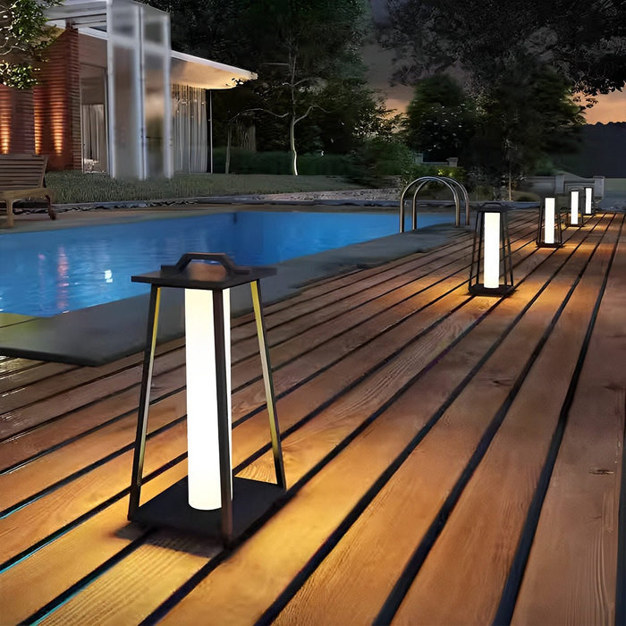 Geometric LED Outdoor Floor Lamp - Modern Minimalist Design, Waterproof for Outdoor Use