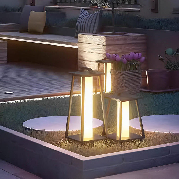 Geometric LED Outdoor Floor Lamp - Modern Minimalist Design, Waterproof for Outdoor Use