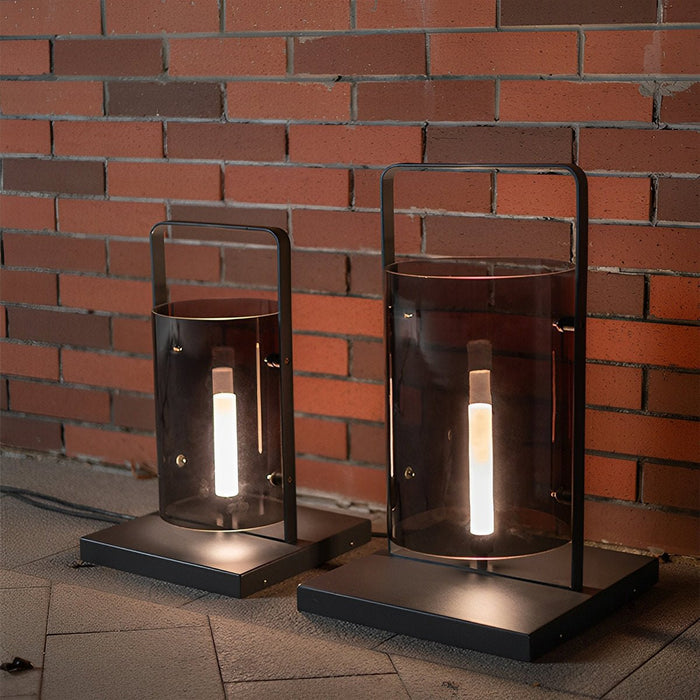 Outdoor Floor Lamp - Waterproof Glass Cylinder LED, Modern Minimalist Design for Patio/Garden