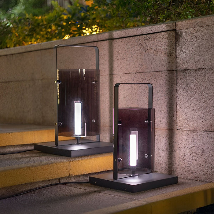 Outdoor Floor Lamp - Waterproof Glass Cylinder LED, Modern Minimalist Design for Patio/Garden