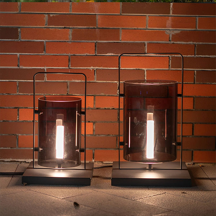 Outdoor Floor Lamp - Waterproof Glass Cylinder LED, Modern Minimalist Design for Patio/Garden