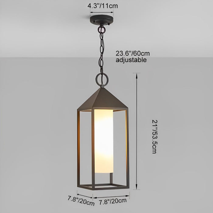 Outdoor Hanging Lantern Pendant Light - Waterproof Modern Minimalist Rectangle Rustic - Porch Patio Garden