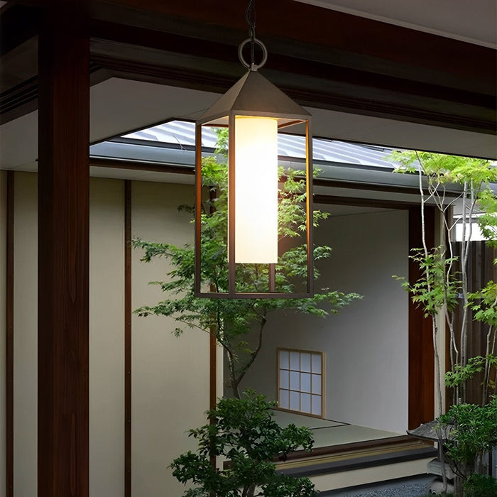 Outdoor Hanging Lantern Pendant Light - Waterproof Modern Minimalist Rectangle Rustic - Porch Patio Garden