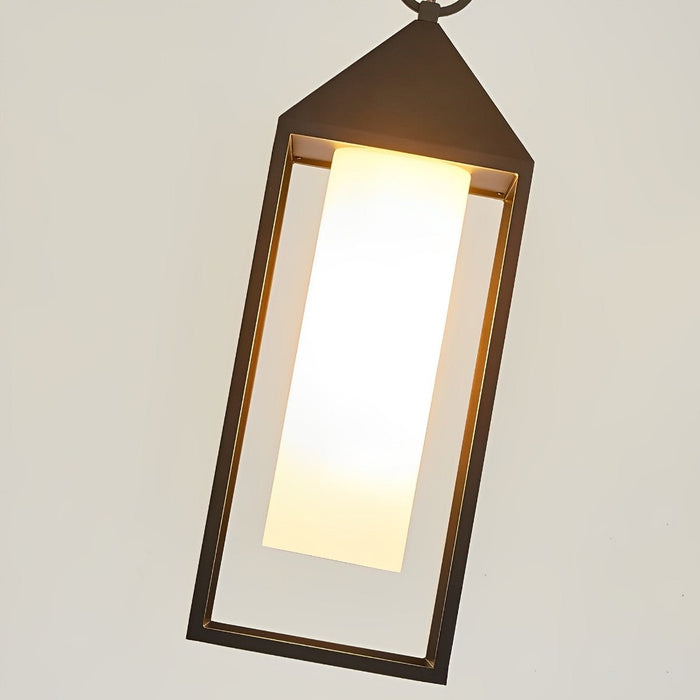 Outdoor Hanging Lantern Pendant Light - Waterproof Modern Minimalist Rectangle Rustic - Porch Patio Garden