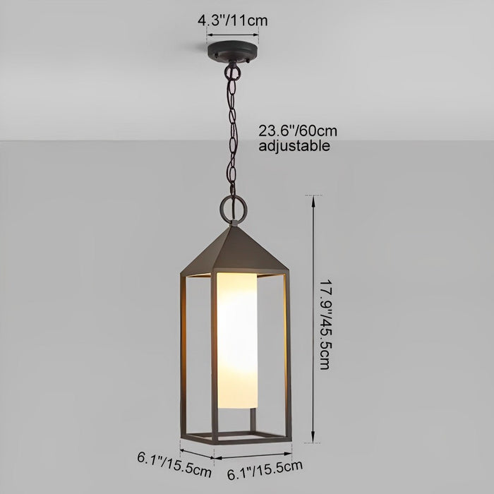 Outdoor Hanging Lantern Pendant Light - Waterproof Modern Minimalist Rectangle Rustic - Porch Patio Garden
