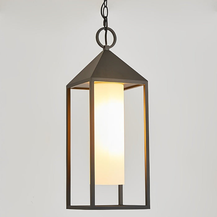 Outdoor Hanging Lantern Pendant Light - Waterproof Modern Minimalist Rectangle Rustic - Porch Patio Garden