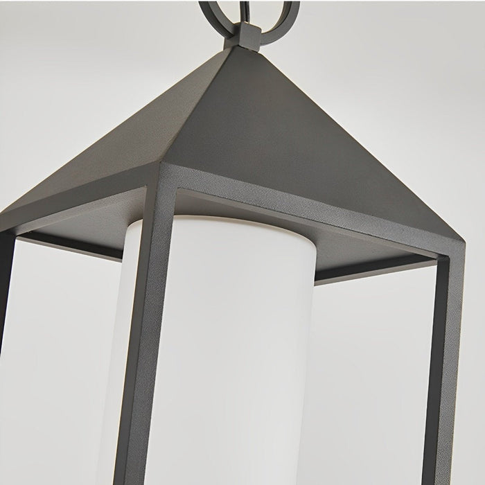 Outdoor Hanging Lantern Pendant Light - Waterproof Modern Minimalist Rectangle Rustic - Porch Patio Garden