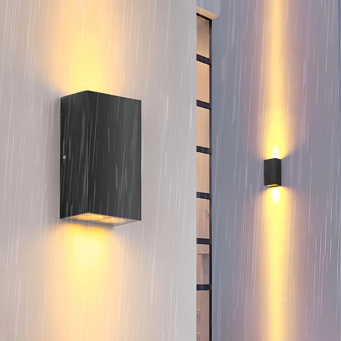 Rectangular Up Down Outdoor Wall Light - Modern LED Exterior Sconce, Waterproof Facade Lighting, Architectural Accent Fixture