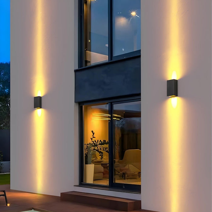 Rectangular Up Down Outdoor Wall Light - Modern LED Exterior Sconce, Waterproof Facade Lighting, Architectural Accent Fixture