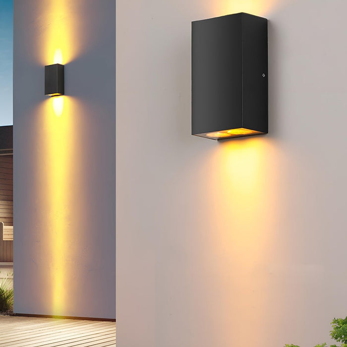 Rectangular Up Down Outdoor Wall Light - Modern LED Exterior Sconce, Waterproof Facade Lighting, Architectural Accent Fixture
