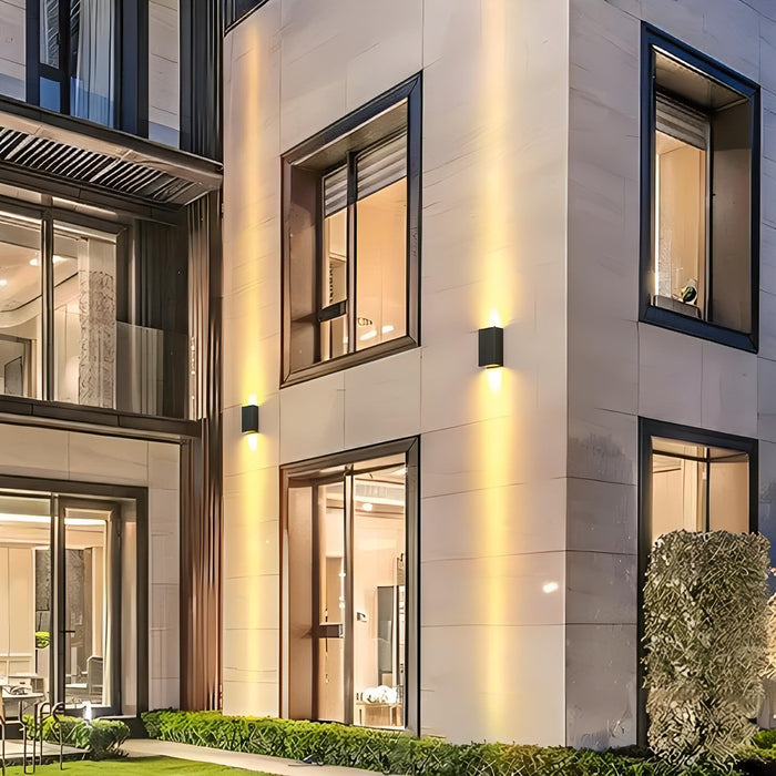 Rectangular Up Down Outdoor Wall Light - Modern LED Exterior Sconce, Waterproof Facade Lighting, Architectural Accent Fixture