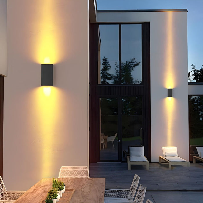 Rectangular Up Down Outdoor Wall Light - Modern LED Exterior Sconce, Waterproof Facade Lighting, Architectural Accent Fixture