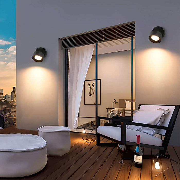 Waterproof Outdoor LED Wall Light, Adjustable Angle, Modern Round for Porch/Patio/Yard
