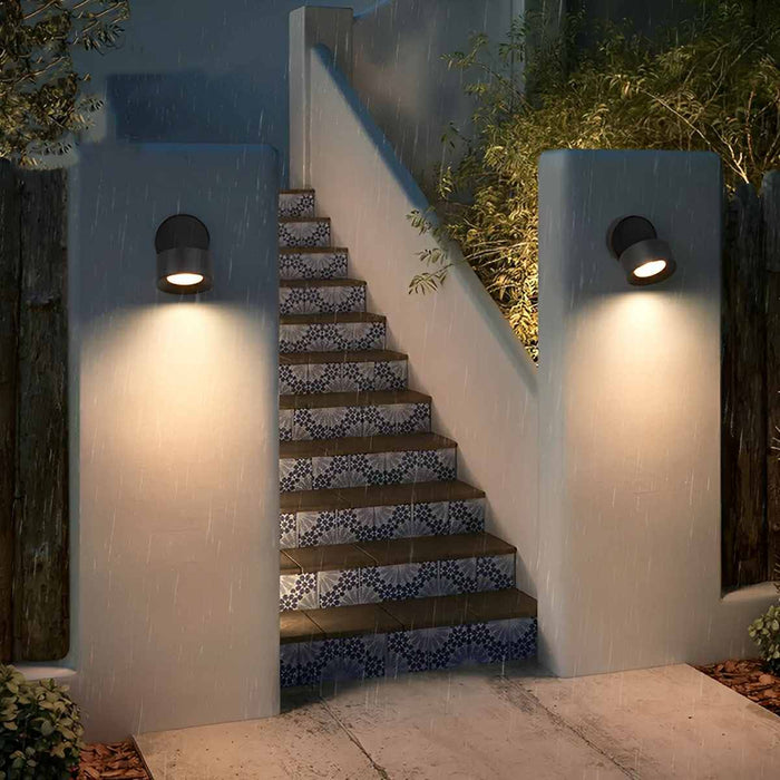 Waterproof Outdoor LED Wall Light, Adjustable Angle, Modern Round for Porch/Patio/Yard