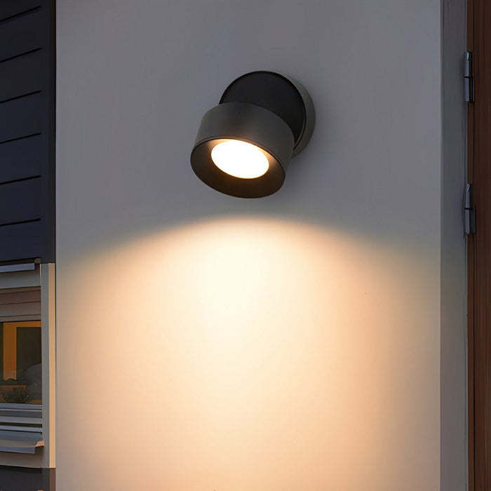 Waterproof Outdoor LED Wall Light, Adjustable Angle, Modern Round for Porch/Patio/Yard