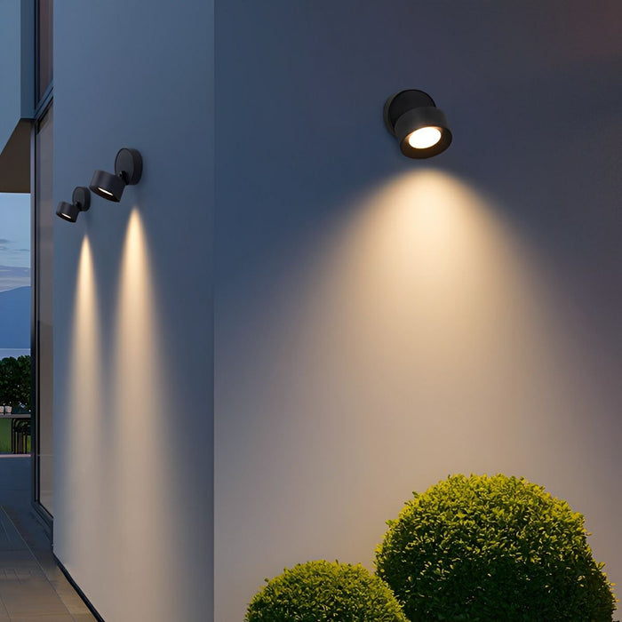 Waterproof Outdoor LED Wall Light, Adjustable Angle, Modern Round for Porch/Patio/Yard