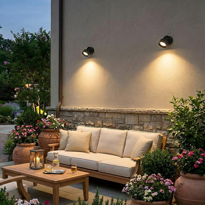 Waterproof Outdoor LED Wall Light, Adjustable Angle, Modern Round for Porch/Patio/Yard