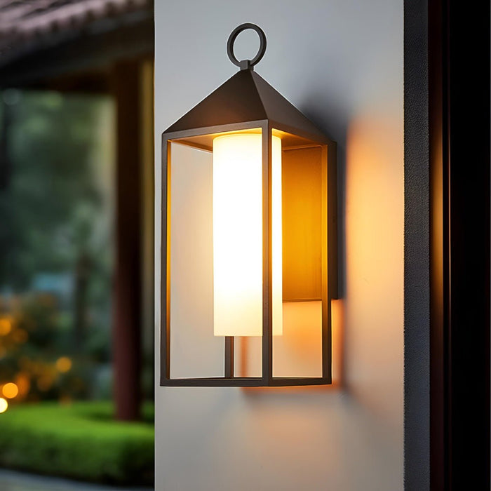 Outdoor LED Wall Sconce, Waterproof IP65, Modern Rustic Lantern for Porch/Patio/Yard, Die-Cast Aluminum, 3000K Warm Light