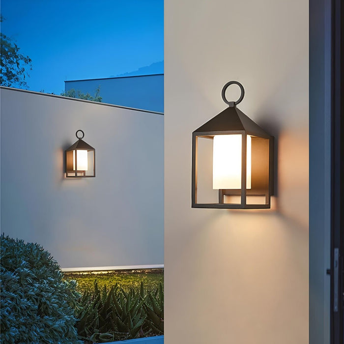 Outdoor LED Wall Sconce, Waterproof IP65, Modern Rustic Lantern for Porch/Patio/Yard, Die-Cast Aluminum, 3000K Warm Light