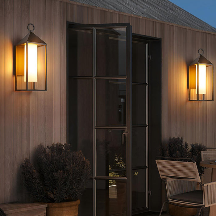 Outdoor LED Wall Sconce, Waterproof IP65, Modern Rustic Lantern for Porch/Patio/Yard, Die-Cast Aluminum, 3000K Warm Light