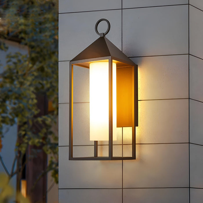 Outdoor LED Wall Sconce, Waterproof IP65, Modern Rustic Lantern for Porch/Patio/Yard, Die-Cast Aluminum, 3000K Warm Light