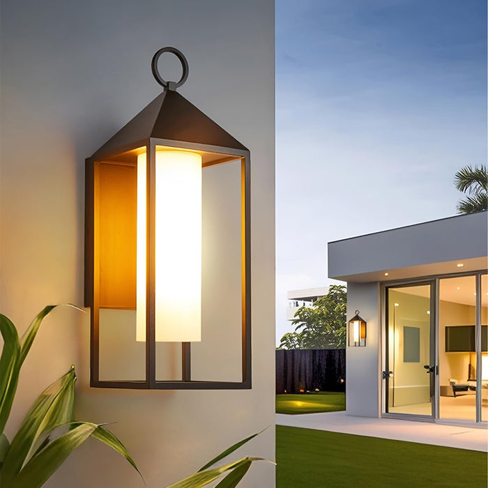 Outdoor LED Wall Sconce, Waterproof IP65, Modern Rustic Lantern for Porch/Patio/Yard, Die-Cast Aluminum, 3000K Warm Light