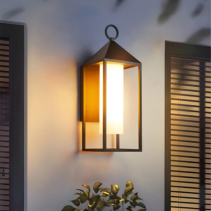 Outdoor LED Wall Sconce, Waterproof IP65, Modern Rustic Lantern for Porch/Patio/Yard, Die-Cast Aluminum, 3000K Warm Light