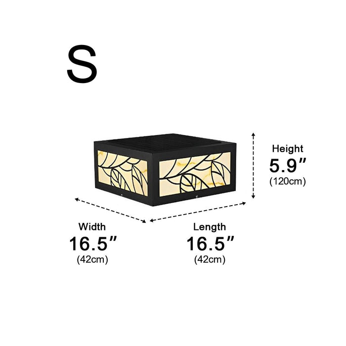 Solar LED Post Light, Waterproof Modern Square Leaf Pattern for Deck/Fence/Garden/Yard Security