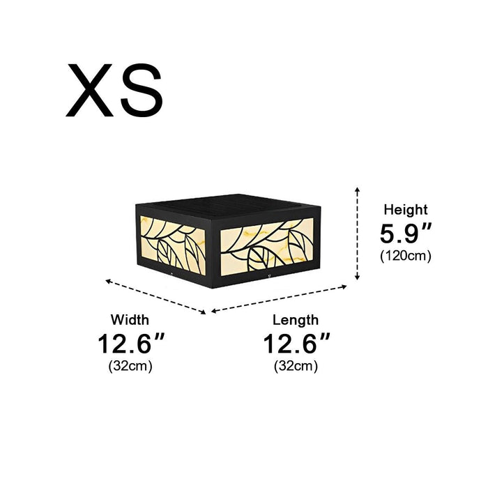 Solar LED Post Light, Waterproof Modern Square Leaf Pattern for Deck/Fence/Garden/Yard Security